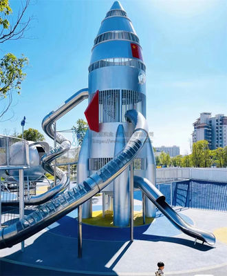 陆地火箭造型组合滑梯订制指南 打造属于孩子的星辰大海游乐场